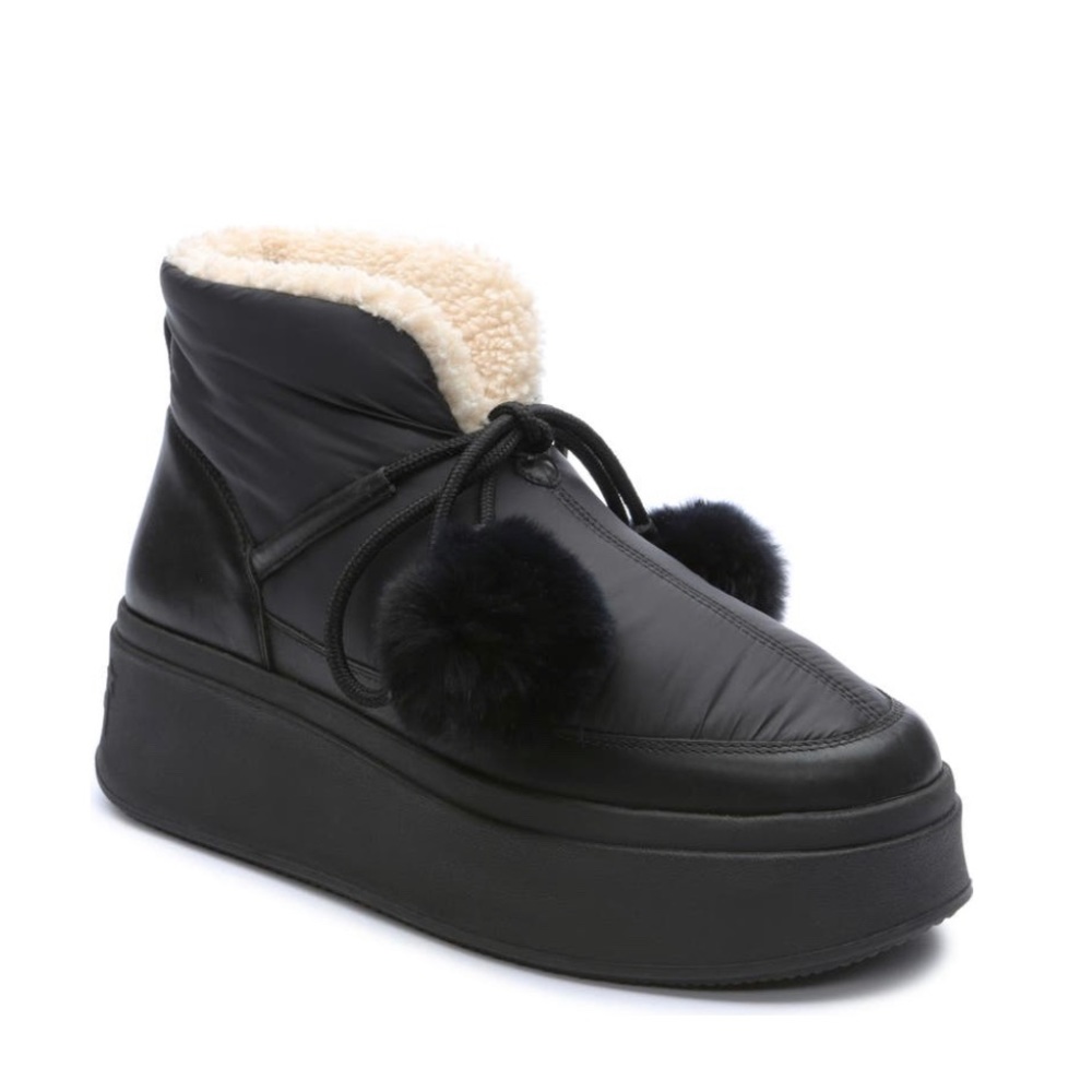 ASH Faux Shearling Mini Fur Boots in Black, Size EU 39 New in Box